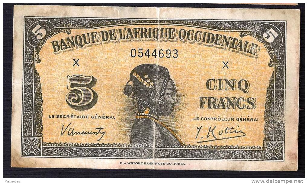 AFRIQUE OCCIDENTALE (French West Africa)  :  5 Francs - 1942  - P28a - 0544693 - Autres - Afrique