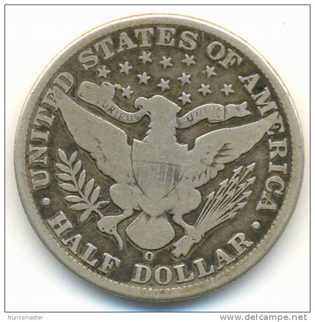 1902 O , BARBER HALF DOLLAR  ,UNCLEANED SILVER COIN - 1892-1915: Barber