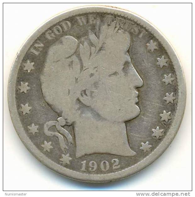 1902 O , BARBER HALF DOLLAR  ,UNCLEANED SILVER COIN - 1892-1915: Barber