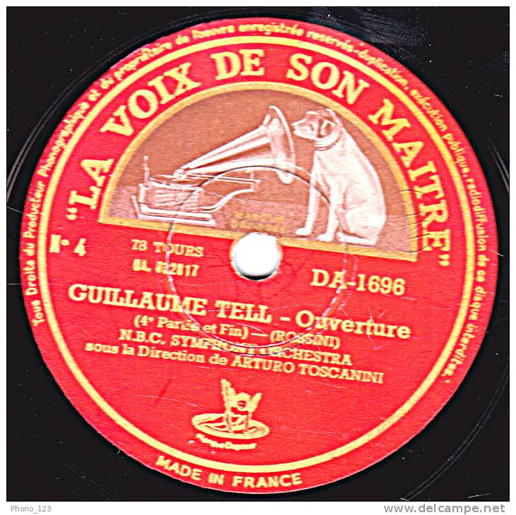 78 Tours LA VOIX DE SON MAITRE  DA 1695 Et 1696 - N.B.C.SYMPHONY ORCHESTRA - GUILLAUME TELL 2 Disques 1,2,3,,4 - 78 Rpm - Schellackplatten