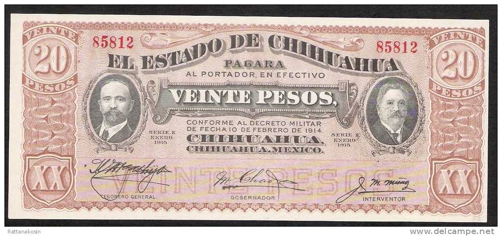 MEXICO  PS537a   20 PESOS   1915     5 Digit       UNC. - Mexique