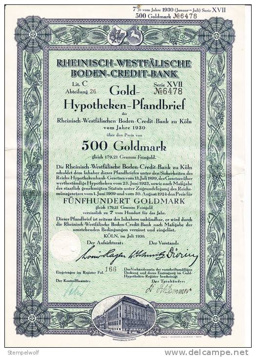 Rheinisch-Westfaelische Boden-Credit-Bank Koeln, Gold-Hypotheken-Pfandbrief (Gab44) - P - R