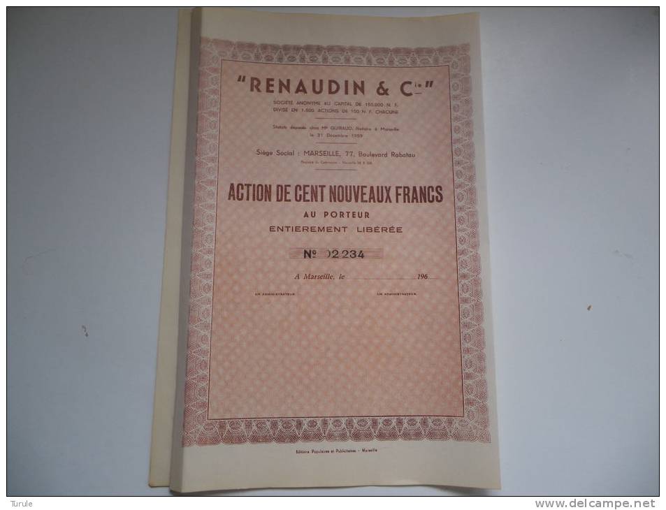 RENAUDIN & Cie (marseille) - Andere & Zonder Classificatie