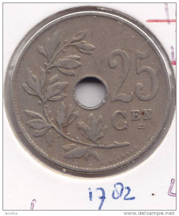@Y@  Belgie  25  Centiem  1910  Vf/xf  (1782) - 25 Cents
