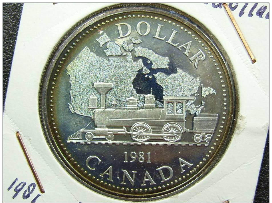 Canada /	 1415 /	Km130 /	 Dollar	1981	Dollar 1981 / Transcontinental Rialroad / Silver - Canada