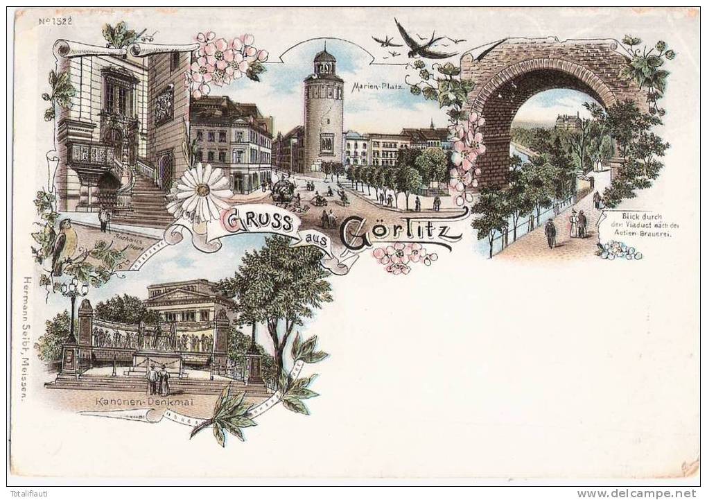 Gruss Aus Görlitz Schlesien Color Litho Marien Platz Blick Nach Der Actien Brauerei Ungelaufen - Goerlitz