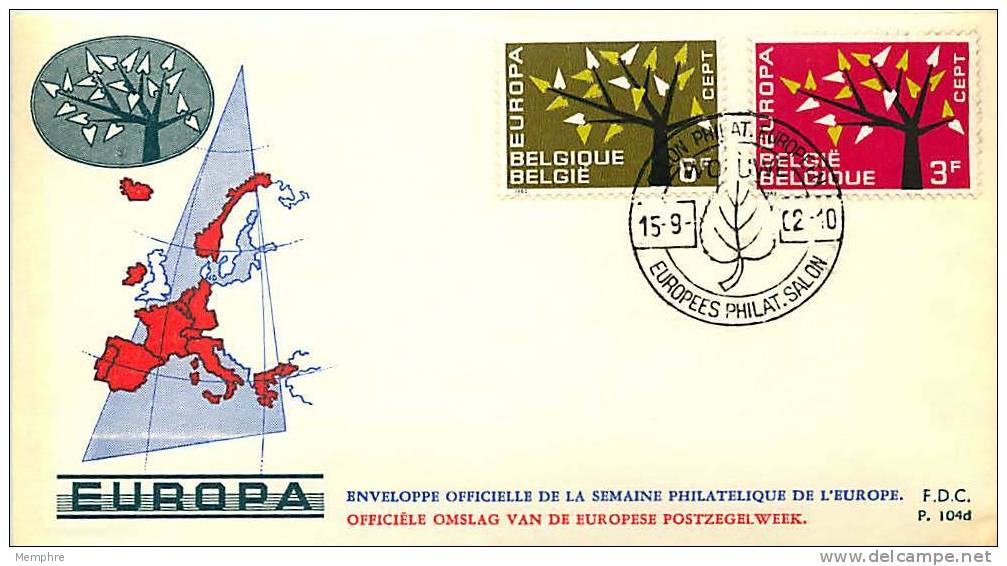 1962  Europa CEPT  FDC Non Adressé Cachet Rodan  Cachet Salon Philatélique Européen Wouvre - 1961-1970