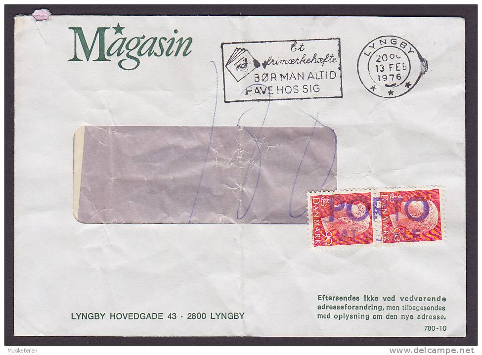 Denmark MAGASIN Commercial 1976 LYNGBY Slogan Cover Postage Due PORTO AT BETALE Line Cancel (Cz. Slania) - Postage Due