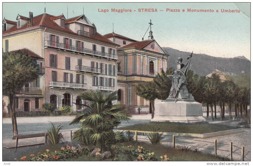 LAGO MAGGIORE STRESA PIAZZA E MONUMENTO A UMBERTO VERBANIA  - BELLA FOTO D´EPOCA ORIGINALE AUTENTIQUE 100% - Verbania