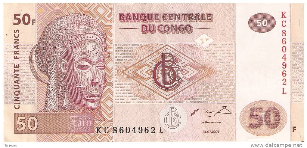 BILLETE DE EL CONGO DE 50 FRANCOS DEL AÑO 2007 (BANKNOTE) - Ohne Zuordnung
