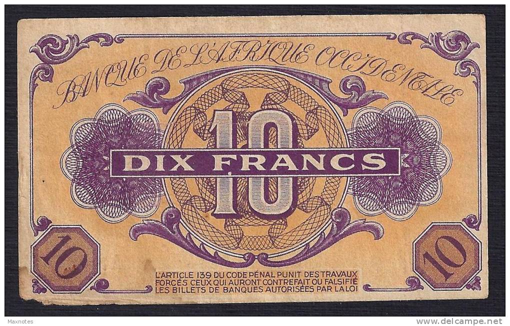 AFRIQUE OCCIDENTALE (French West Africa)  :  10 Francs  - P29 - Autres - Afrique