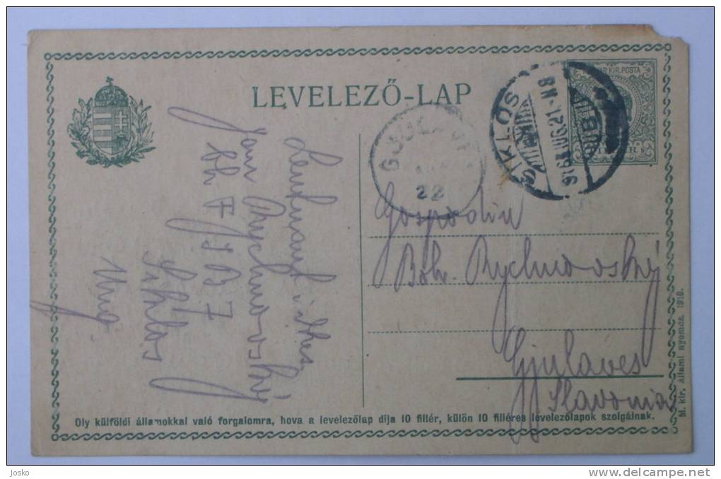 SIKLOS ( Hungary )   * Austria-Hungary K.u.K. Travelled 1916. To GJULAVES ( Djulovac , Daruvar ) In Croatia - Storia Postale