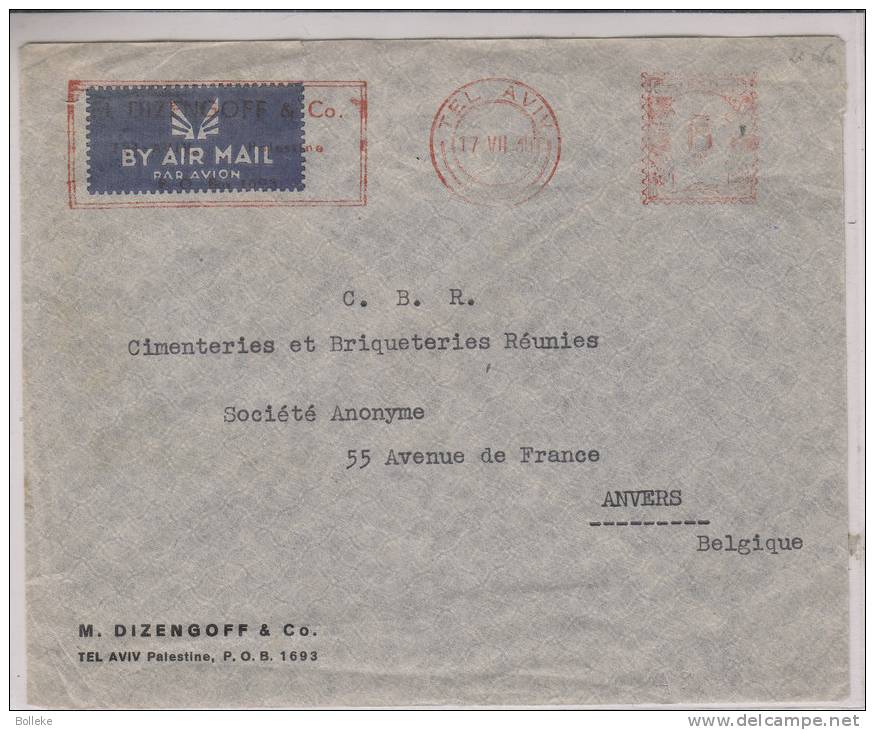 Palestine - Israël - Tel Aviv - Lettre De 1939 ° - EMA - Empreintes Machines - Palestine