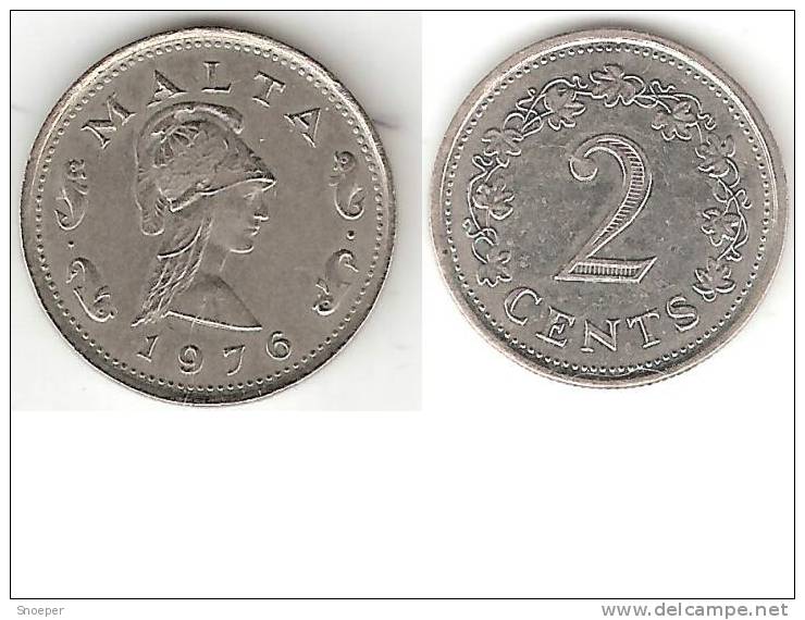 Malta 2 Cents 1976  Km 9  Unc !!! - Malte