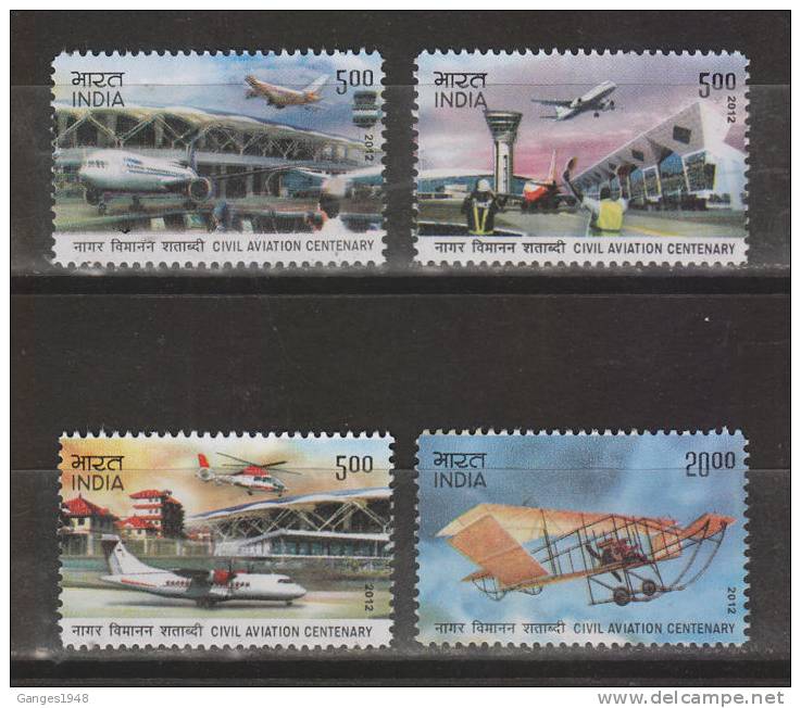 India 2012  CIVIL AVIATION  4v  MNH # 36268 S Inde Indien - Unused Stamps