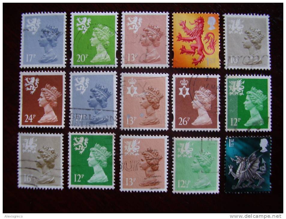 GB REGIONALS  COLLECTION Of 15 STAMPS All USED, DIFFERENT,High Cat.value. - Ohne Zuordnung