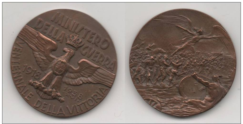 ITALIA 1938 MEDAGLIA VENTENNALE VITTORIA MINISTERO DELLA GUERRA - Italia