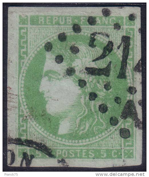 *PROMO* 5c Bordeaux TB Signé CALVES (N° 42B , Cote Dallay 250€) - 1870 Bordeaux Printing