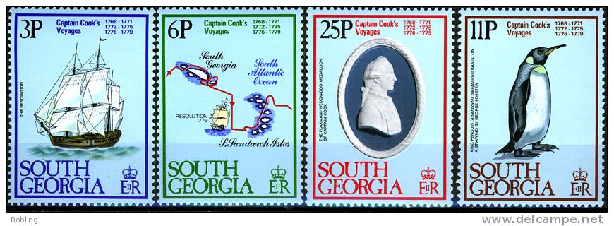 South George, Antarctic, Penguins, James Cook, Michel 74-77, MNH 16443 - Pingouins & Manchots