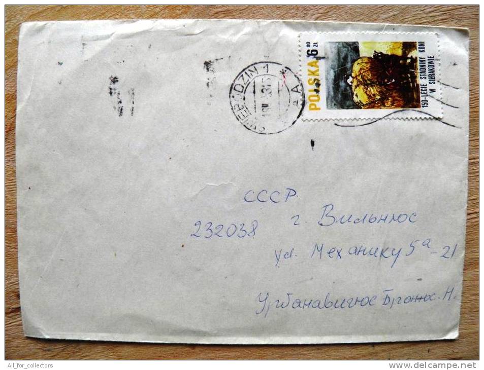 Cover Sent From Poland To Lithuania, Horses Koni Animals, 1983 - Covers & Documents