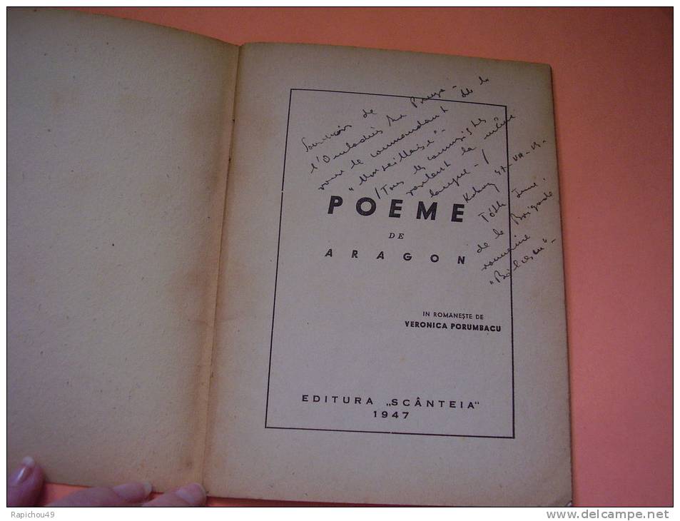 R A R E .... POEME De ARAGON En ROUMAIN - EDITURA SCANTEIA - 1947 - In Romaneste De VERONICA PORUMBACU - Poetry