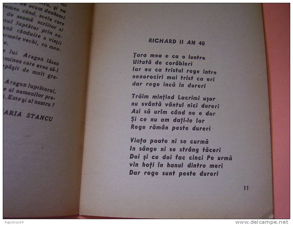 R A R E .... POEME de ARAGON en ROUMAIN - EDITURA SCANTEIA - 1947 - In romaneste de VERONICA PORUMBACU