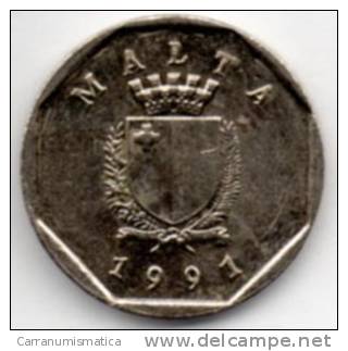 MALTA 5 CENTS 1991 - Malte