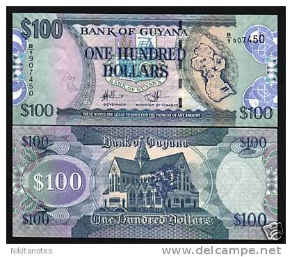 GUYANA 100 Dollars  P36b 2008 Unc - Guyana