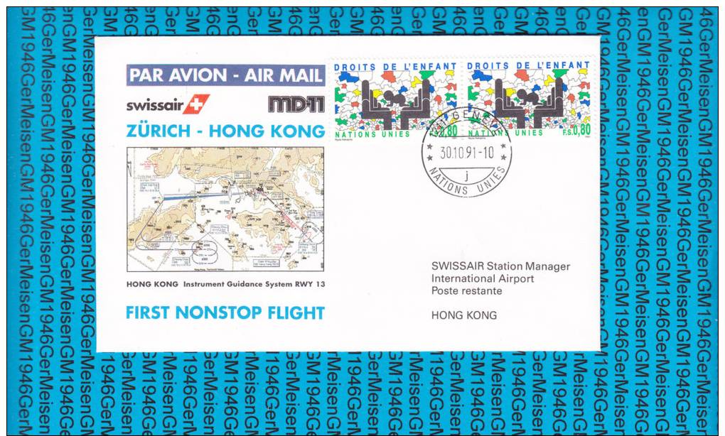 United Nations Geneve -  Air Mail Letter - Zurich - Hong Kong - Other & Unclassified