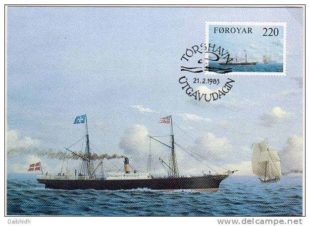 FAEROE IS.  1983 Steamships Set  On 3 Maximum Cards.  Michel 79-81 - Faeroër