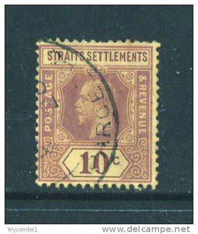 STRAITS SETTLEMENTS  -  1912  George V  10c  Used As Scan - Straits Settlements