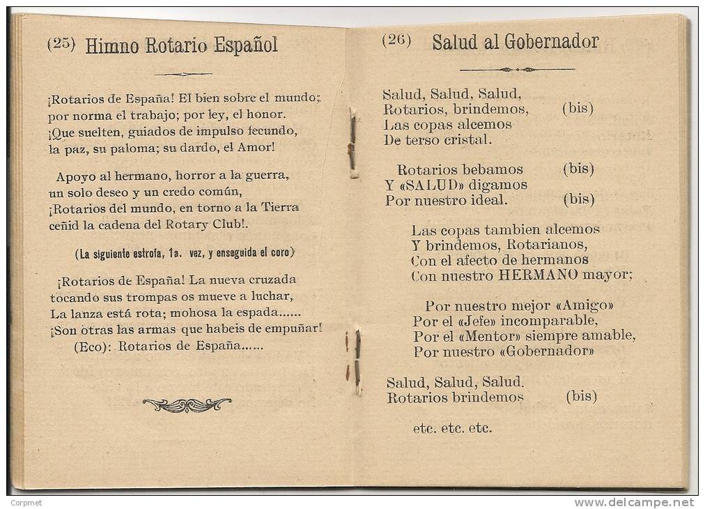 ROTARY CLUB De IQUIQUE -CHILE C/1930´s -LIBRO De CANTOS ROTARIOS -52 CANCIONES E HIMNOS  De Todas La Regiones De CHILE - - Other & Unclassified