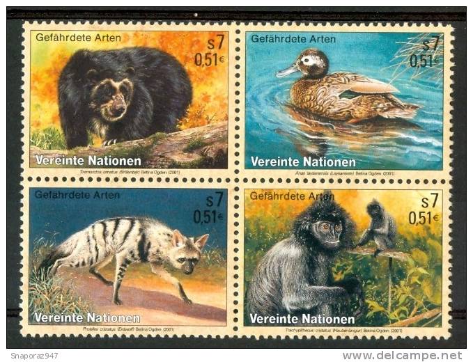 2001 ONU Vienna Animali Animals Animaux Set MNH** B546 - Neufs