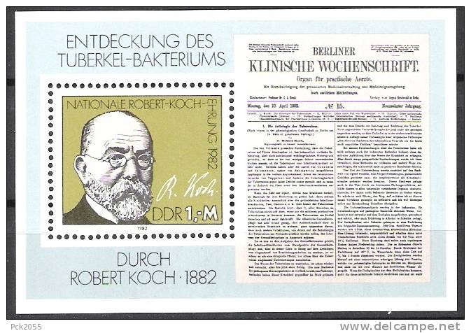 DDR 1982 MiNr.2685 Block 67  ** Postfr. 100.Jahrestag Entd.des Tuberkulose Erregers Robert Koch ( 886 )NP - 1981-1990