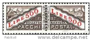SAN MARINO 1956 - 1961  PACCHI POSTALI L. 500 STELLE TIMBRATO - Paquetes Postales