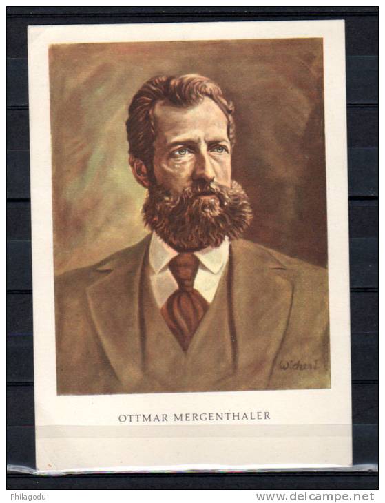 Ottmar Mergenthaler, 105 Ø Sur Une TB Carte Postale à Son Effigie   IMPRIMERIE  PRINTER - Covers & Documents