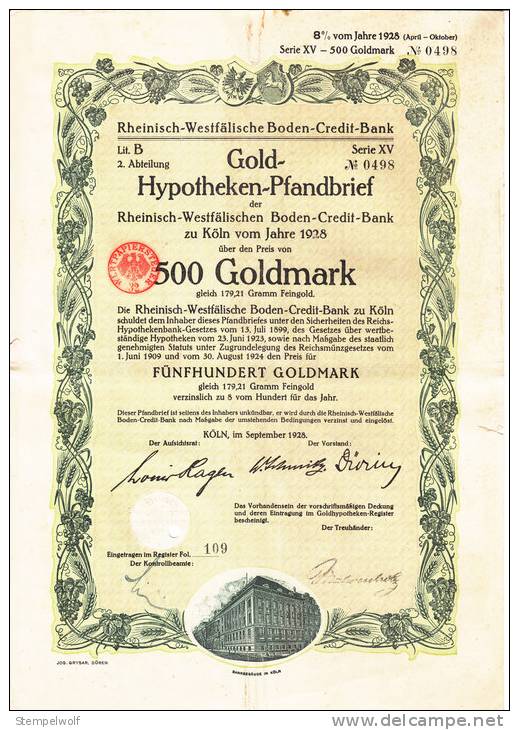 Rheinisch-Westfaelische Boden-Credit-Bank Koeln, Gold-Hypotheken-Pfandbrief (Gab47) - P - R