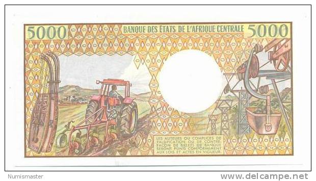 GABON , 5 000 FRANCS ND ( 1983-1991) P-6a , UNC - Gabon