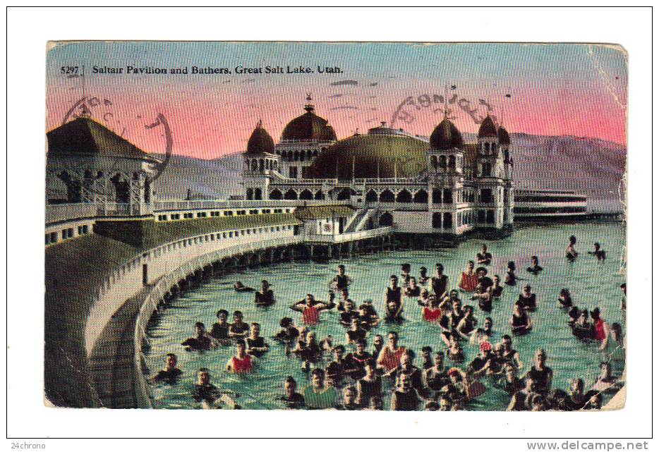 Etats Unis: Saltair Pavilion And Bathers, Great Salt Lake, Utah (12-1626) - Salt Lake City