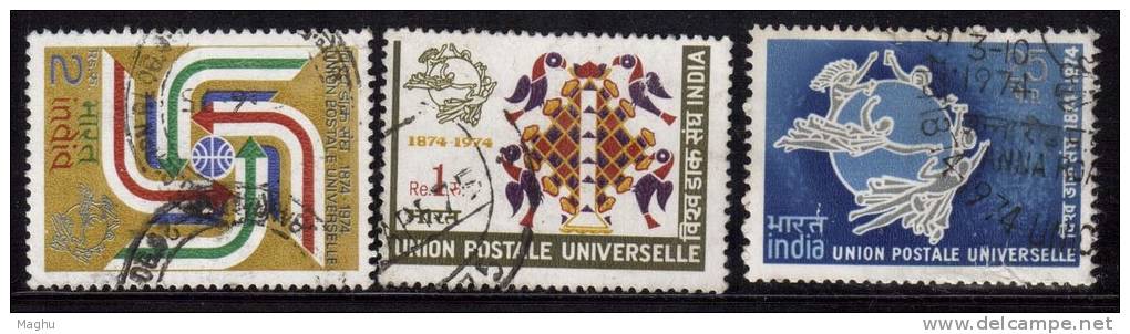 India Used 1974, Set Of 3, U.P.U. UPU - Used Stamps