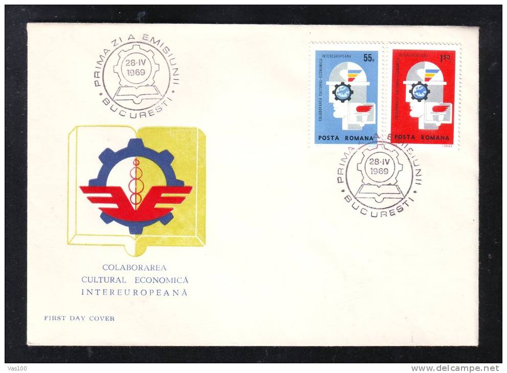 INTEREUROPEAN CULTURAL AND ECONOMIC COLLABORATION, 1969, COVER FDC, ROMANIA - Institutions Européennes