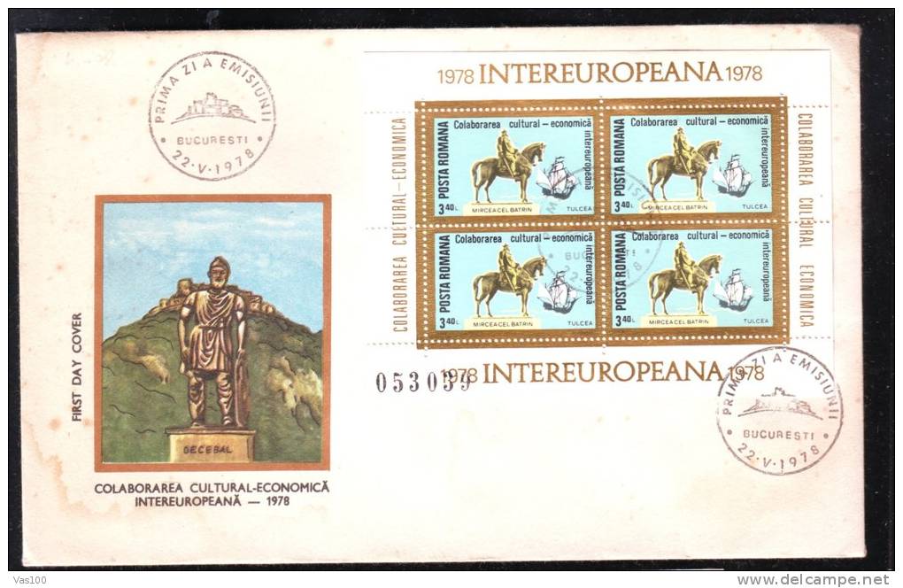 CULTURAL AND ECONOMIC EUROPEAN COLLABORATION, 1978, COVER FDC, ROMANIA - Comunità Europea