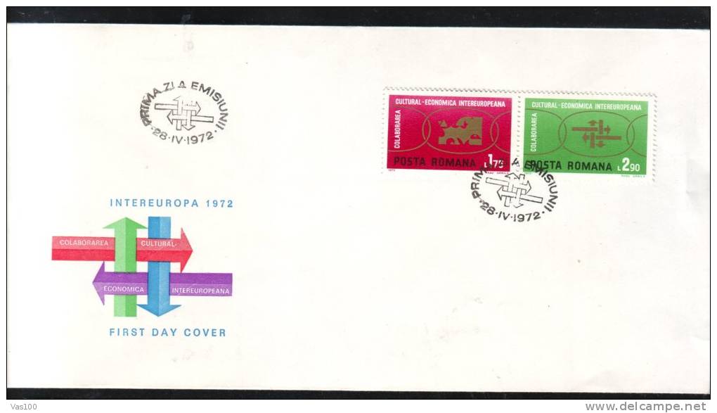 INTEREUROPEAN ECONOMIC AND CULTURAL COOPERATION, 1972, COVER FDC, ROMANIA - Europese Instellingen