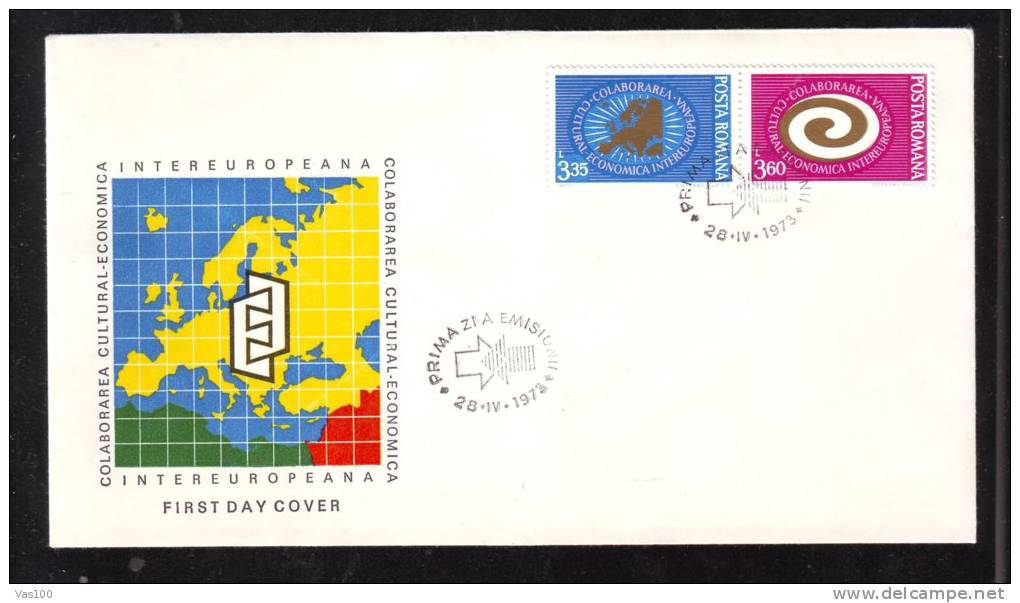 INTEREUROPEAN CULTURAL AND ECONOMIC COLLABORATION, 1973, COVER FDC, ROMANIA - Comunità Europea