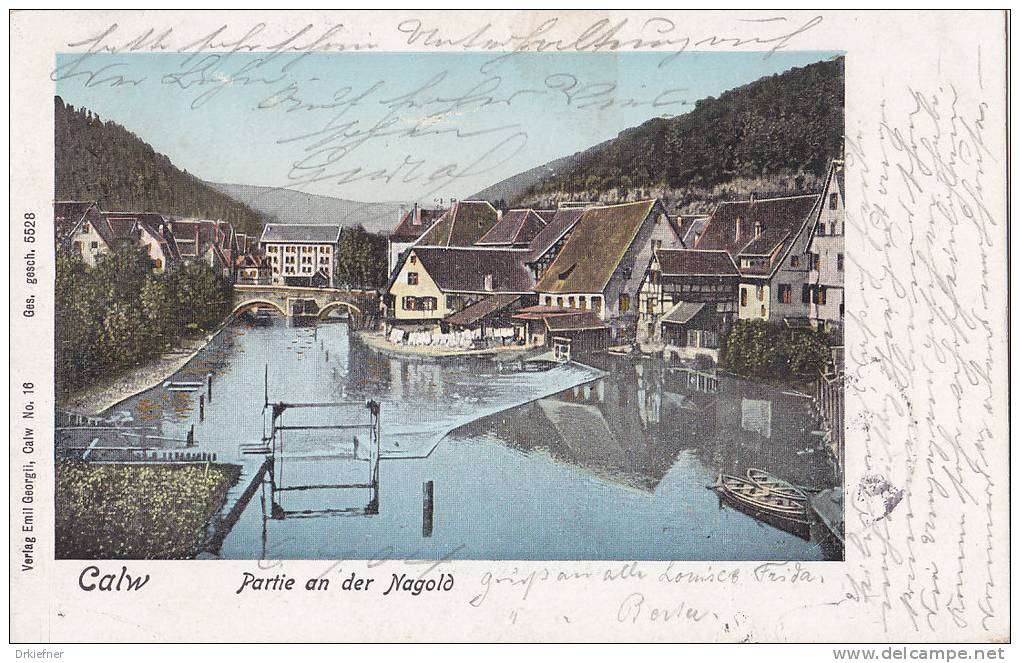 Calw, Partie An Der Nagold, Stempel: Calw 6.JUL 1904 Nach Nürnberg Mit Briefträgerstempel 93 - Calw