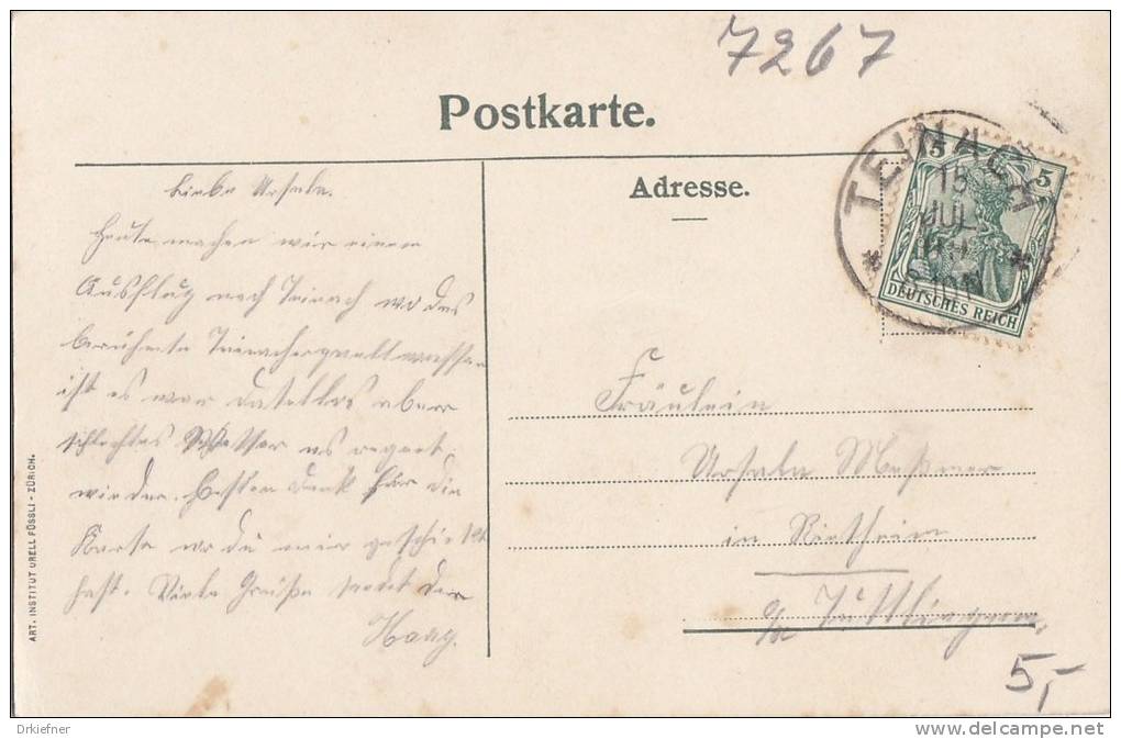 Bad Teinach, Krs. Calw, Ruine Zavelstein, Stempel: Teinach 15.JUL 1909 - Calw