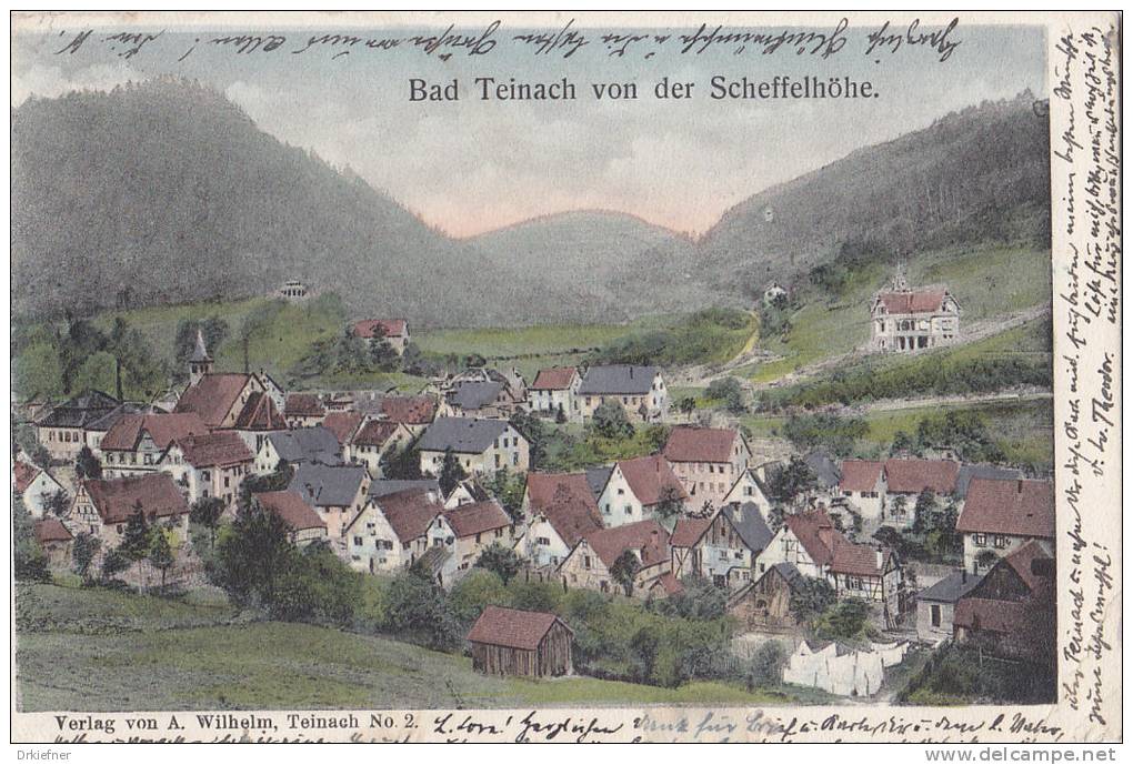 LITHO: Bad Teinach, Krs. Calw, Blick Von Der Scheffelhöhe, Stempel: Wildberg 30.DEZ 1915 - Calw
