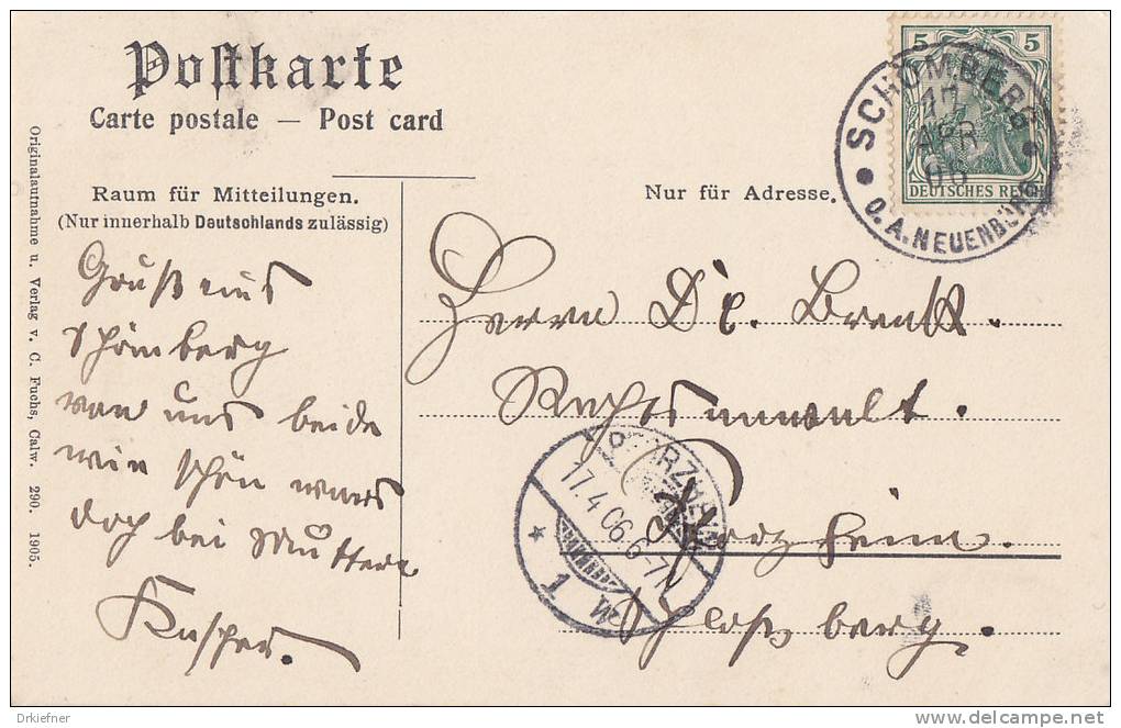 Bilder Aus Dem Volksleben Des Schwarzwald´s Nr 290, Tracht, Hirsch, Stempel: Schömberg 17.APR 1906 Nach Pforzheim - Calw