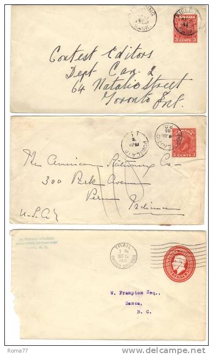 BA40 - CANADA , 3 Interi Postali - 1903-1954 De Koningen