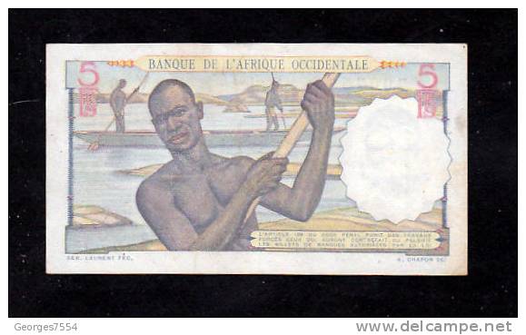 5 Francs - Banque De L´Afrique Occidentale - 17-8-1943  - Alp. V.46 - Other - Africa